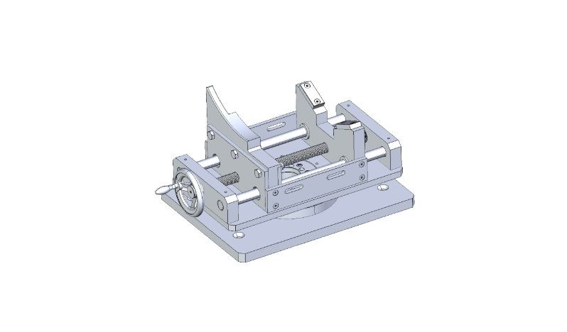 Het 3D-ontwerp van de montagetool die op de hydraulische krik wordt geplaatst